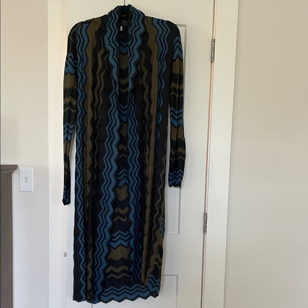 14th & Union Blue, Brown and Black Long Open Cardigan